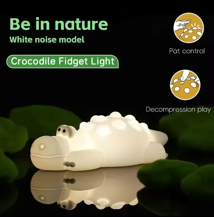 7 Color Crocodile Shape Silicone Night Light Toy for Kids thumbnail 3