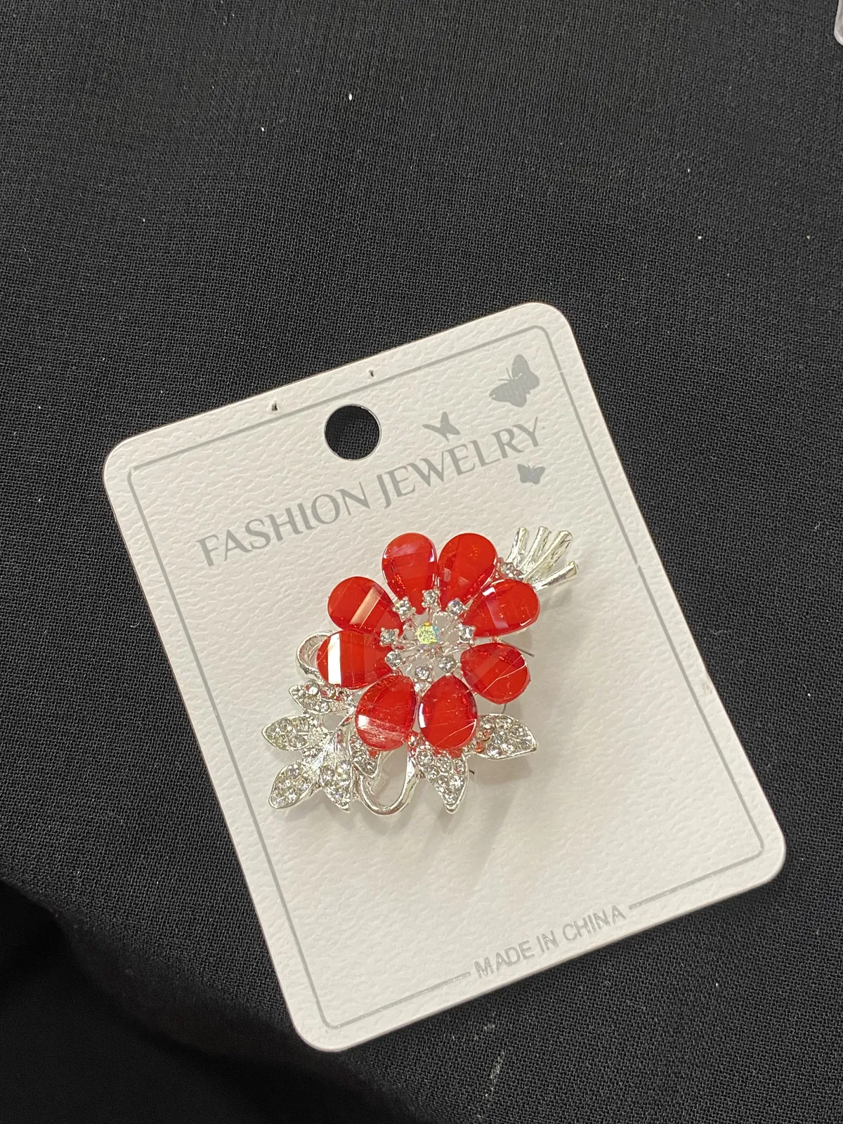 Crystal Flower Brooch Pin - Assorted Colors thumbnail 5